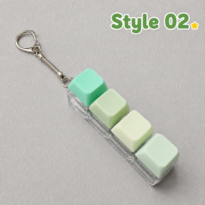Pastel Colors Finger Press Button Cube Squishy Keyboard Keychain Stress Relief Toy
