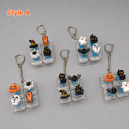 Halloween Fidget Keycap Pressing Stress Relief Keychain with Cute Holiday Charms