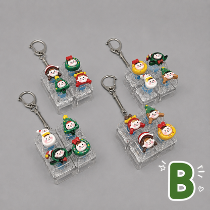 Christmas Fidget 4-Key Cube Pressing Stress Relief Keychain with Cute Holiday Charms