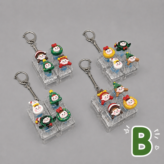 Christmas Fidget 4-Key Cube Pressing Stress Relief Keychain with Cute Holiday Charms