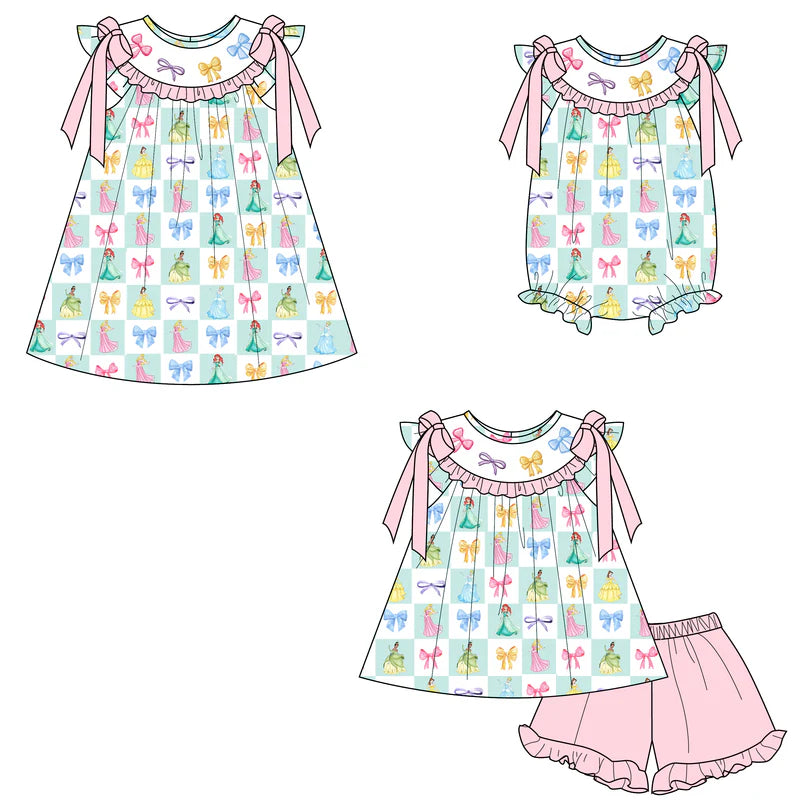 Summer Girls Colorful Bow Custom Embroidery Set Collection