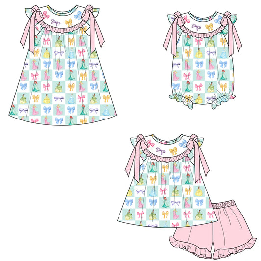 Summer Girls Colorful Bow Custom Embroidery Set Collection