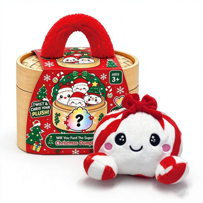 Christmas Bao Bun Plush Toys – Cute Holiday Dumpling Characters, Plush Only or with Bamboo Steamer Gift Box