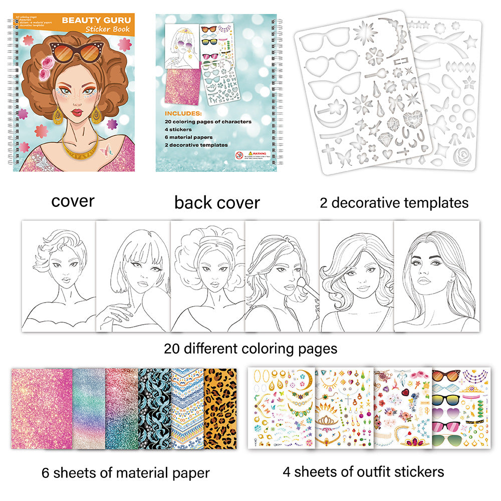 Dress-Up Sticker Book Set, Fashion Coloring & Outfit Stickers for Girls