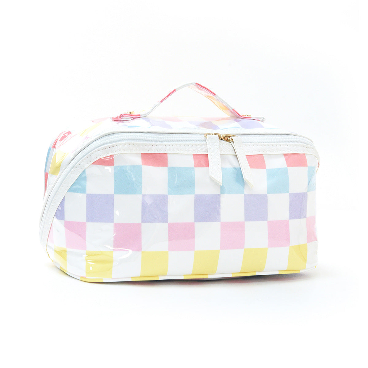 PVC Striped Waterproof Transparent Cosmetic Bag Makeup Travel Toiletry Organizer