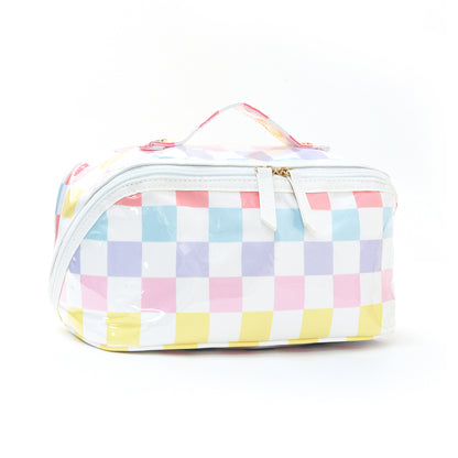 PVC Striped Waterproof Transparent Cosmetic Bag Makeup Travel Toiletry Organizer