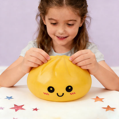 Giant Bao Bun Squishy with Steamer Basket, Soft Stress Relief Toy