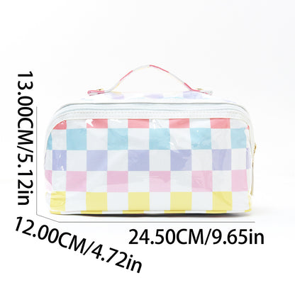 PVC Striped Waterproof Transparent Cosmetic Bag Makeup Travel Toiletry Organizer