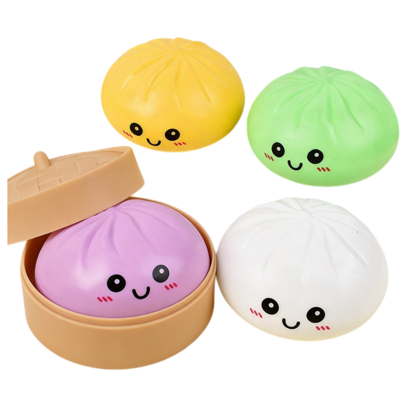 Giant Bao Bun Squishy with Steamer Basket, Soft Stress Relief Toy