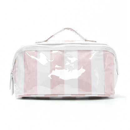 PVC Striped Waterproof Transparent Cosmetic Bag Makeup Travel Toiletry Organizer