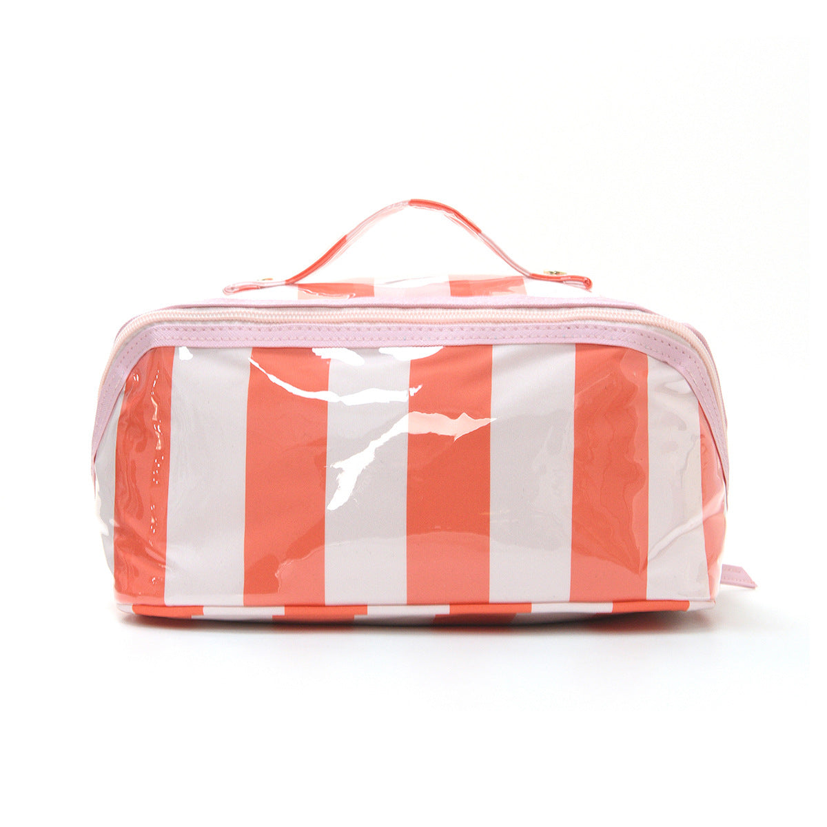 PVC Striped Waterproof Transparent Cosmetic Bag Makeup Travel Toiletry Organizer