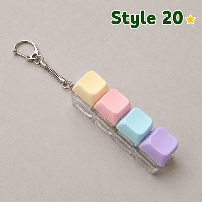 Pastel Colors Finger Press Button Cube Squishy Keyboard Keychain Stress Relief Toy