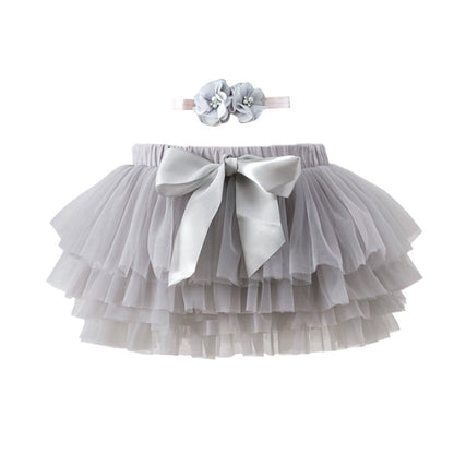 Toddler Girls Summer Colorful  Tulle Skirt With Matching Headwear