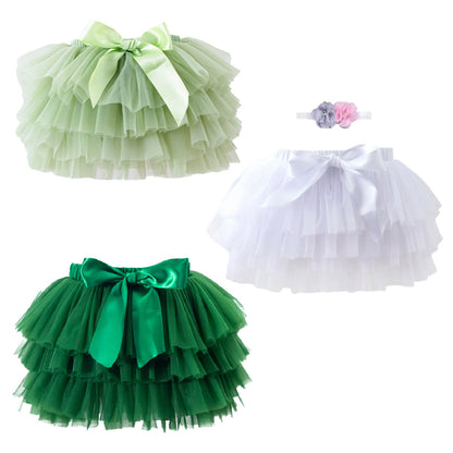 Toddler Girls Summer Colorful Tulle Skirt With Matching Accessory