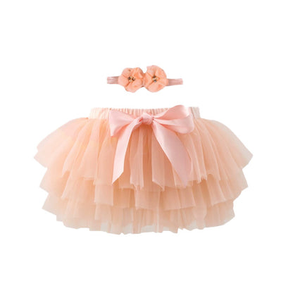 Toddler Girls Summer Multicolor Tulle Skirt With Matching Headwear