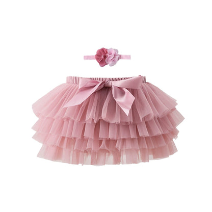 Toddler Girls Summer Multicolor Tulle Skirt With Matching Headwear