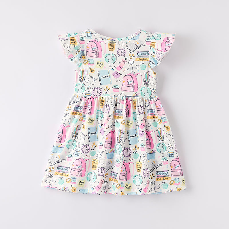 Girls Summer Back To School Print Twirl Dress