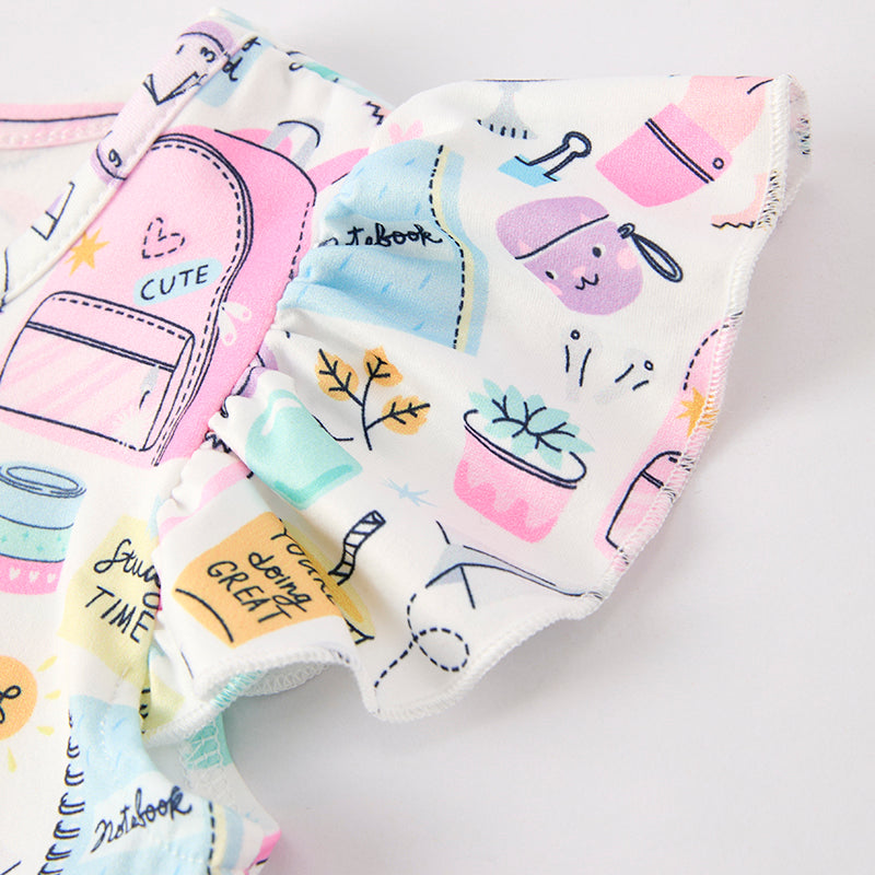 Girls Summer Back To School Print Twirl Dress