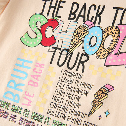 Girls Back To School Tour Letter Print Capri Set