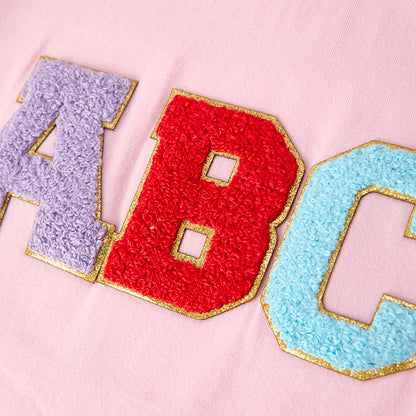 Girls Back To School ABC Chenille Applique Cotton Top