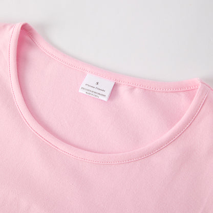 Adult Summer TEACH Chenille Patch Pink Cotton T-Shirt