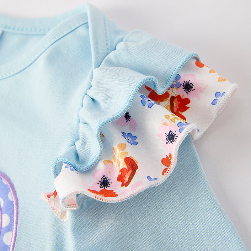 Girls Halloween Boo Ghost Applique Blue Romper