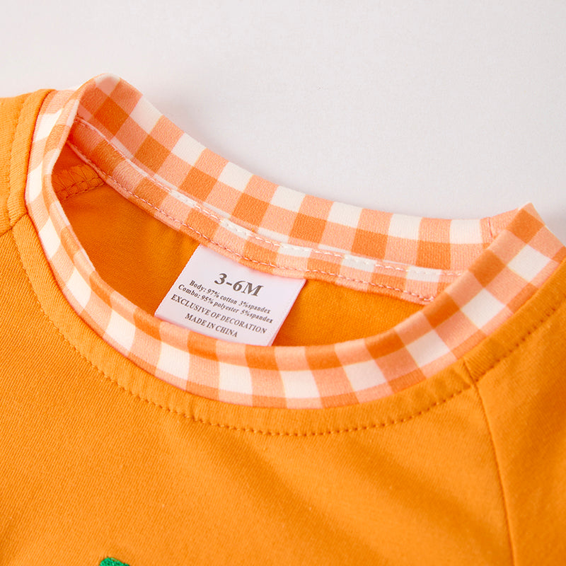 Baby Boy Halloween Pumpkin Chenille Patches Orange Romper