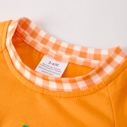 Baby Boy Halloween Pumpkin Chenille Patches Orange Romper