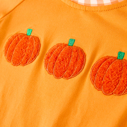 Baby Boy Halloween Pumpkin Chenille Patches Orange Romper