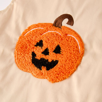 Baby Boys Halloween Pumpkin Chenille Patch Cotton Romper