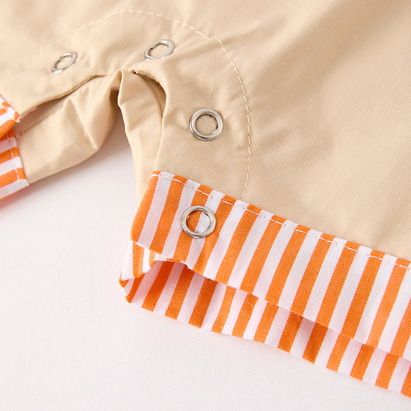 Baby Boys Halloween Pumpkin Chenille Patch Cotton Romper