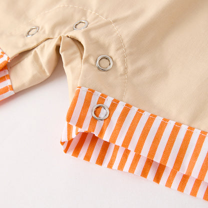 Baby Boys Halloween Pumpkin Chenille Patch Cotton Romper