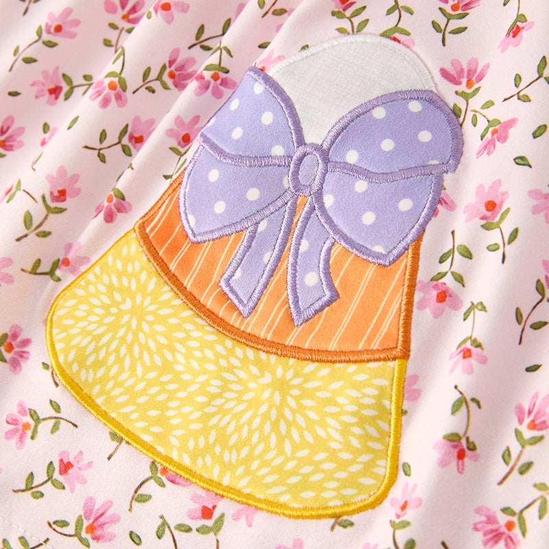 Girls Halloween Floral Corn Applique Cute Dress