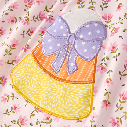 Girls Halloween Floral Corn Applique Cute Dress