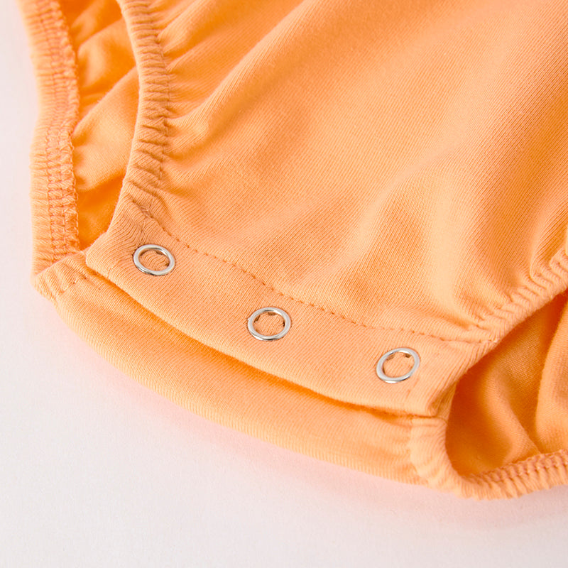 Baby Girls' Halloween Orange Pumpkin Embroidery Romper