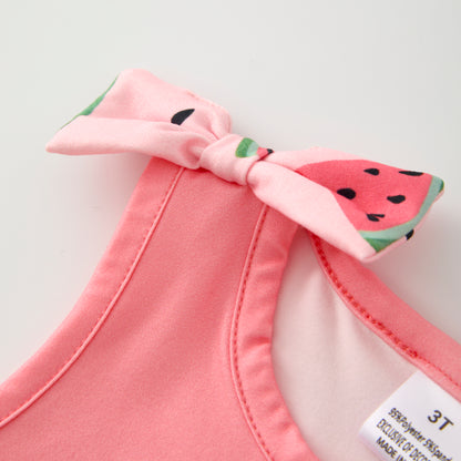 Girls Summer Watermelon Pink Soft Skirt Set