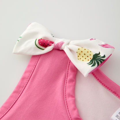 Girls Summer Watermelon Flamingo Pineapple Pink Skirt Set