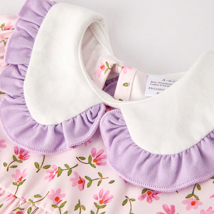 Baby Girls Halloween Corn Applique Lavender Romper Set