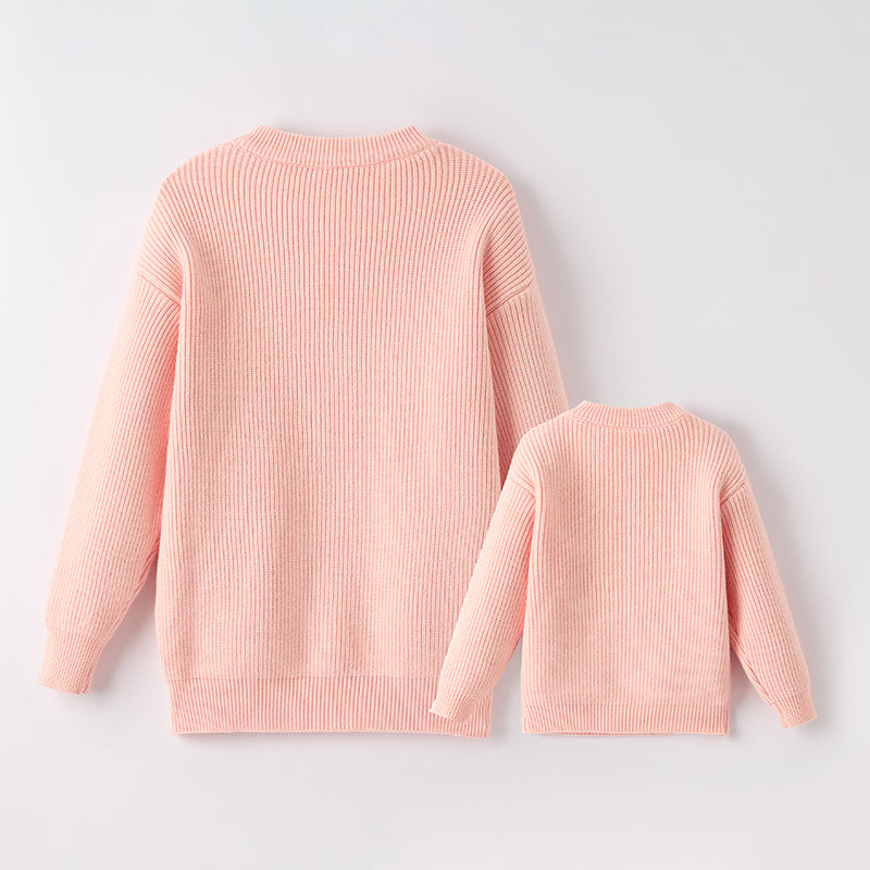 Mommy And Me Girls Halloween Ghost Applique Pink Sweater