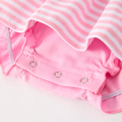 Baby Girls Halloween Pink Stripes Pumpkin Applique Romper