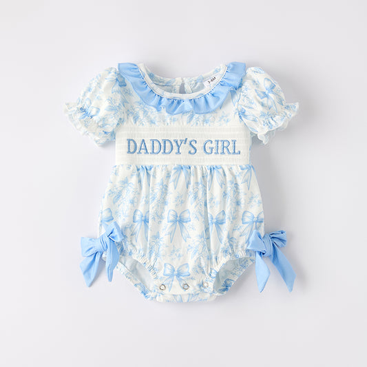 Father's Day Baby Kids "DADDY'S GIRL"Smocked Bubble Romper