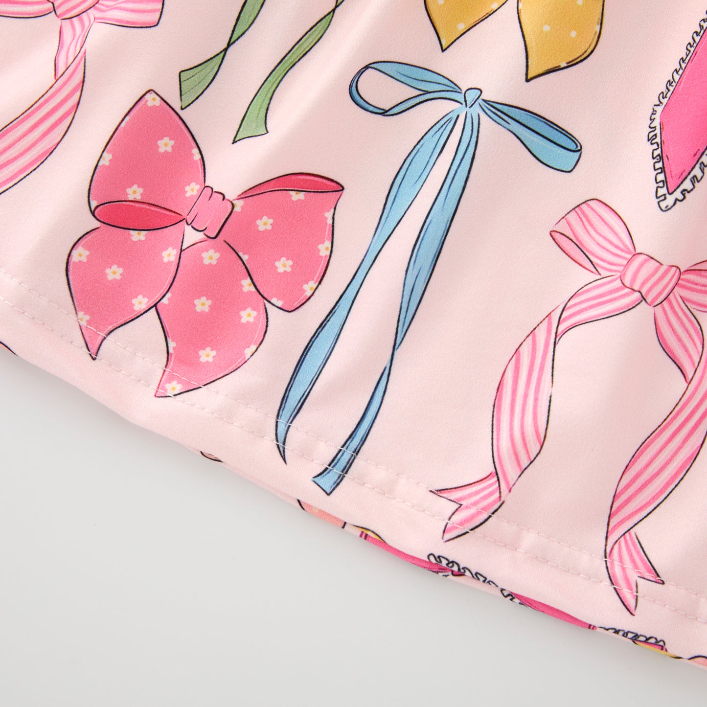 Girls Hot Pink Yellow Blue Bow Print Slip Dress