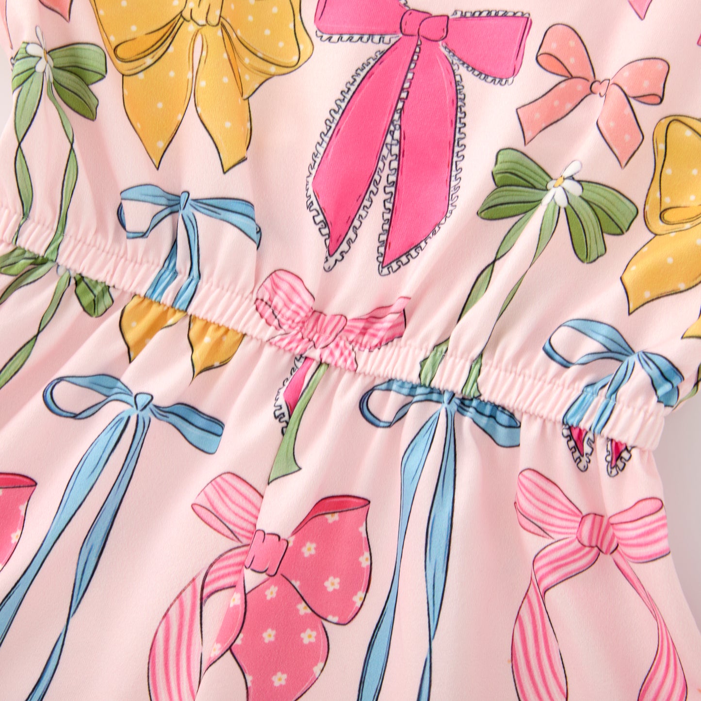Girls Summer Pink Yellow Bow Slip Jumpsuit