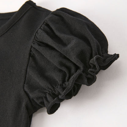 Baby Girls Halloween Pumpkin Applique Black Romper