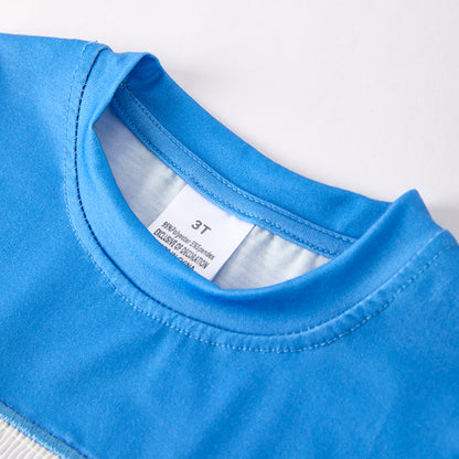 Father's Day Smocked "DADDY'S BOY" Blue Stripes Short Set