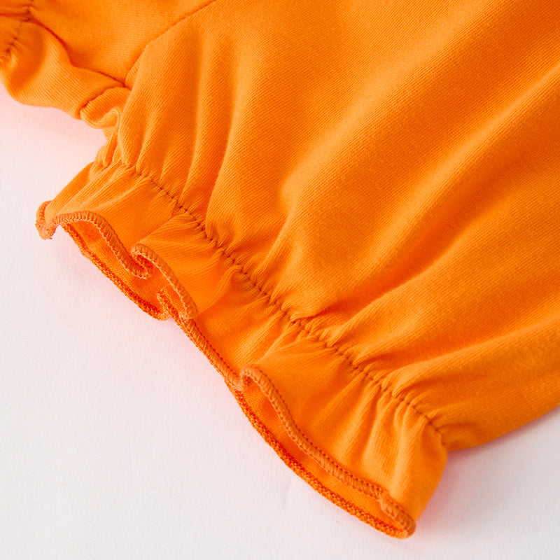 Pumpkin Embroidery Baby Girl Outfit – Dress & Bloomer Set
