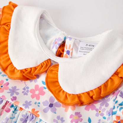 Pumpkin Embroidery Baby Girl Outfit – Dress & Bloomer Set