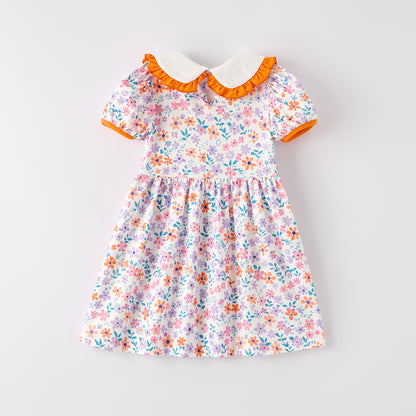 Pumpkin Embroidery Baby Girl Outfit – Dress & Bloomer Set