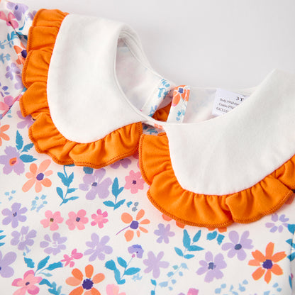 Pumpkin Embroidery Baby Girl Outfit – Dress & Bloomer Set