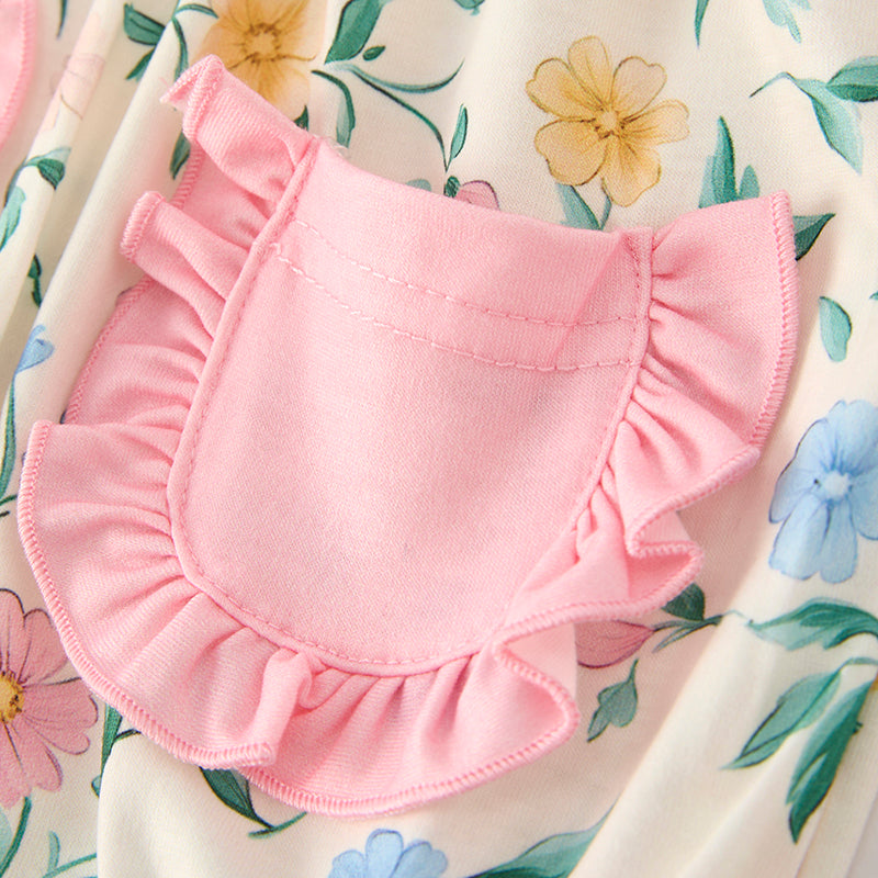 Baby Girls "I LOVE DAD" Smocked Pocket Bubble Romper
